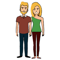 lovers couple avatars characters vector illustration design