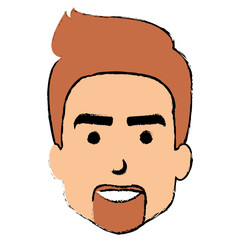 young man head avatar character vector illustration design