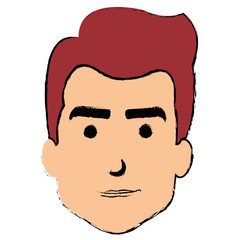 young man head avatar character vector illustration design