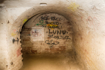 Novi Sad, Serbia December 17, 2017: Catacombs and tunnels on Petrovaradin fortress