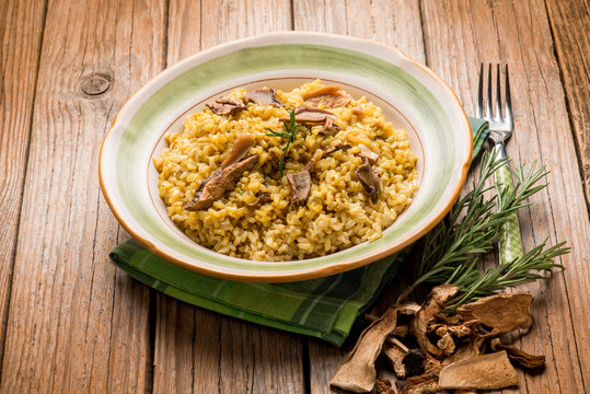 risotto with dried mushroom and saffron