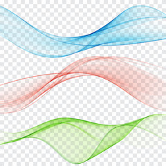 Set of abstract color wave. Color smoke wave. Transparent color wave