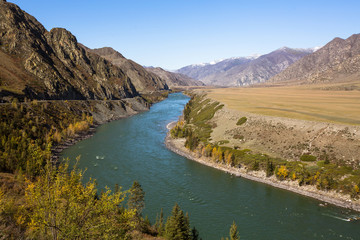 Fototapeta na wymiar Katun River in Altai Mountains, Russia.