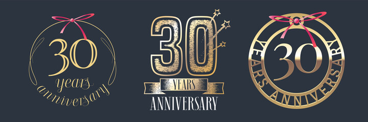 30 years anniversary vector icon, logo set