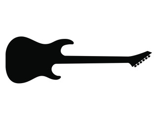 High Quality Hand Drawn Black Silhouette of an Heavy Metal Guitar