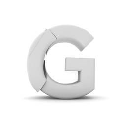 Letter G, Broken cracked font. 3D Rendering