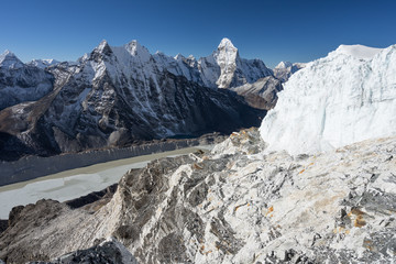 Ama Dablam mountain peak view from island peak, Everest region, Nepal