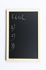 Fototapeta premium Space chalkboard background texture with wooden frame for notes and lists. blackboard space for wallpaper. Landscape mounting style vertical. 