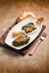 wrapped spinach with parmesan cheese oven cooked