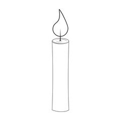 christmas candle outline for christmas design isolated on white background