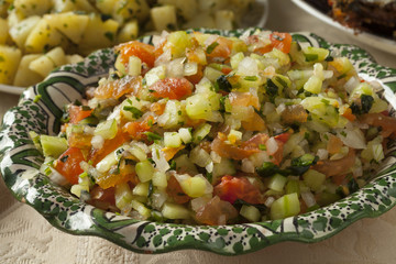 Moroccan dish with fresh made salad