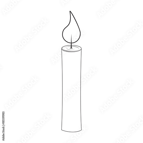 "christmas candle outline for christmas design isolated on white