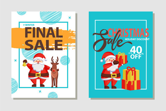 Christmas Sale Discount Set Vector Illustration