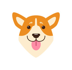 Dogs Head with Pink Tongue Vector Illustration