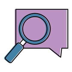 speech bubble with magnifying glass vector illustration design