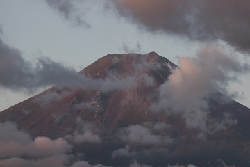 Fototapeta premium Top of Mount Fuji with clouds in aummer
