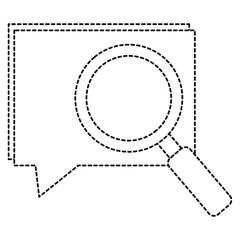 speech bubble with magnifying glass vector illustration design