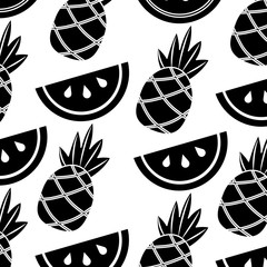 watermelon pineapple fruit pattern image vector illustration design 