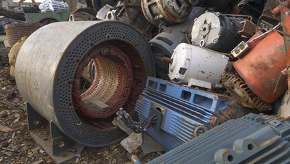 Scrapyard recycling center creates beautiful landscapes from waste metal- cars, refrigerators and cranes with claws
