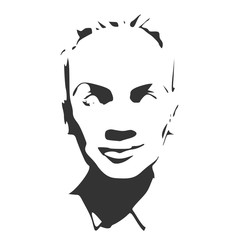 Face front view. Elegant silhouette of a female head.