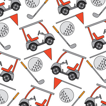 cart ball flag golf pattern image vector illustration design 