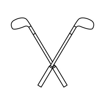 crossed golf clubs stick equipment image vector illustration