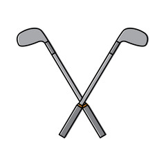 crossed golf clubs stick equipment image vector illustration