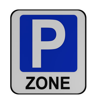 Deutsches Verkehrszeichen: Beginn Parkraumbewirtschaftungszone, auf weiß isoliert.