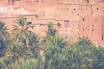 Panorama of Ait Ben Haddou Casbah near Ouarzazate city in Morocco, Africa.