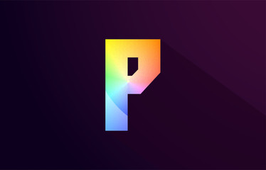 p letter rainbow colored alphabet logo icon design
