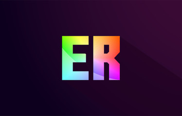 er e r letter combination rainbow colored alphabet logo icon design