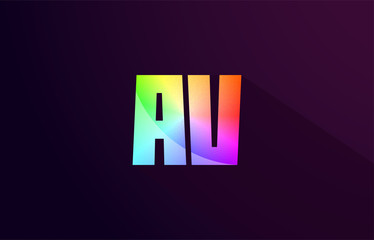 av a v letter combination rainbow colored alphabet logo icon design