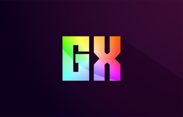 gx g x letter combination rainbow colored alphabet logo icon design