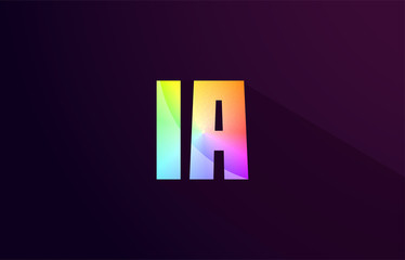 ia i a letter combination rainbow colored alphabet logo icon design