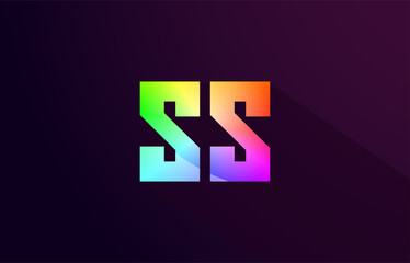 ss s s letter combination rainbow colored alphabet logo icon design
