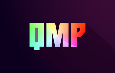 qmp q m p letter combination rainbow colored alphabet logo icon design