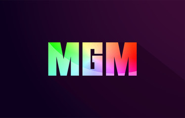 mgm m g m letter combination rainbow colored alphabet logo icon design