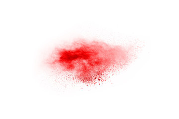 abstract powder splatted background,Freeze motion of red powder exploding/throwing red powder.