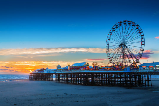Blackpool Central Pier and Ferris Wheel, Lancashire, UK