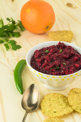 Homemade fresh cranberry salsa.