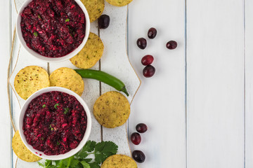 Homemade fresh cranberry salsa.