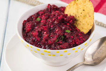 Homemade fresh cranberry salsa.