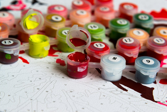 Paints for drawing pictures by numbers