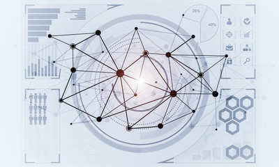 Lines and dots as networking idea drawn on white background