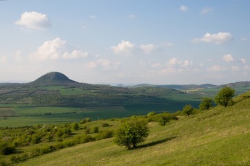 Hill Mila in the Ceske Stredohorifrom hill Rana, Northern Bohemia, Czech republic