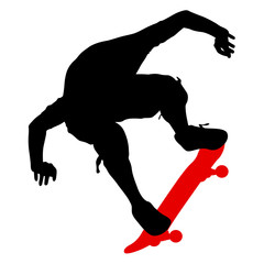 Obraz na płótnie Canvas Silhouettes a skateboarder performs jumping. Vector illustration