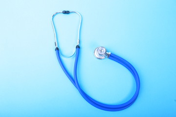 Closeup of a medical stethoscope on white background