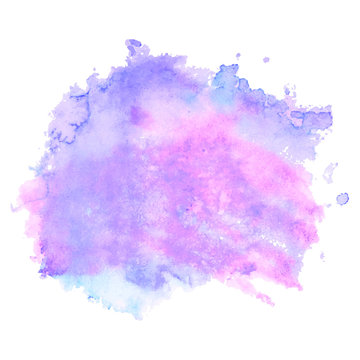 Purple Watercolor Stain Isolated On White Background