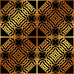 Abstract geometric golden seamless pattern. Vector illustration