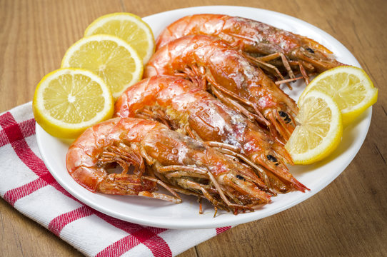 Gambas a la plancha con lim&oacute;n